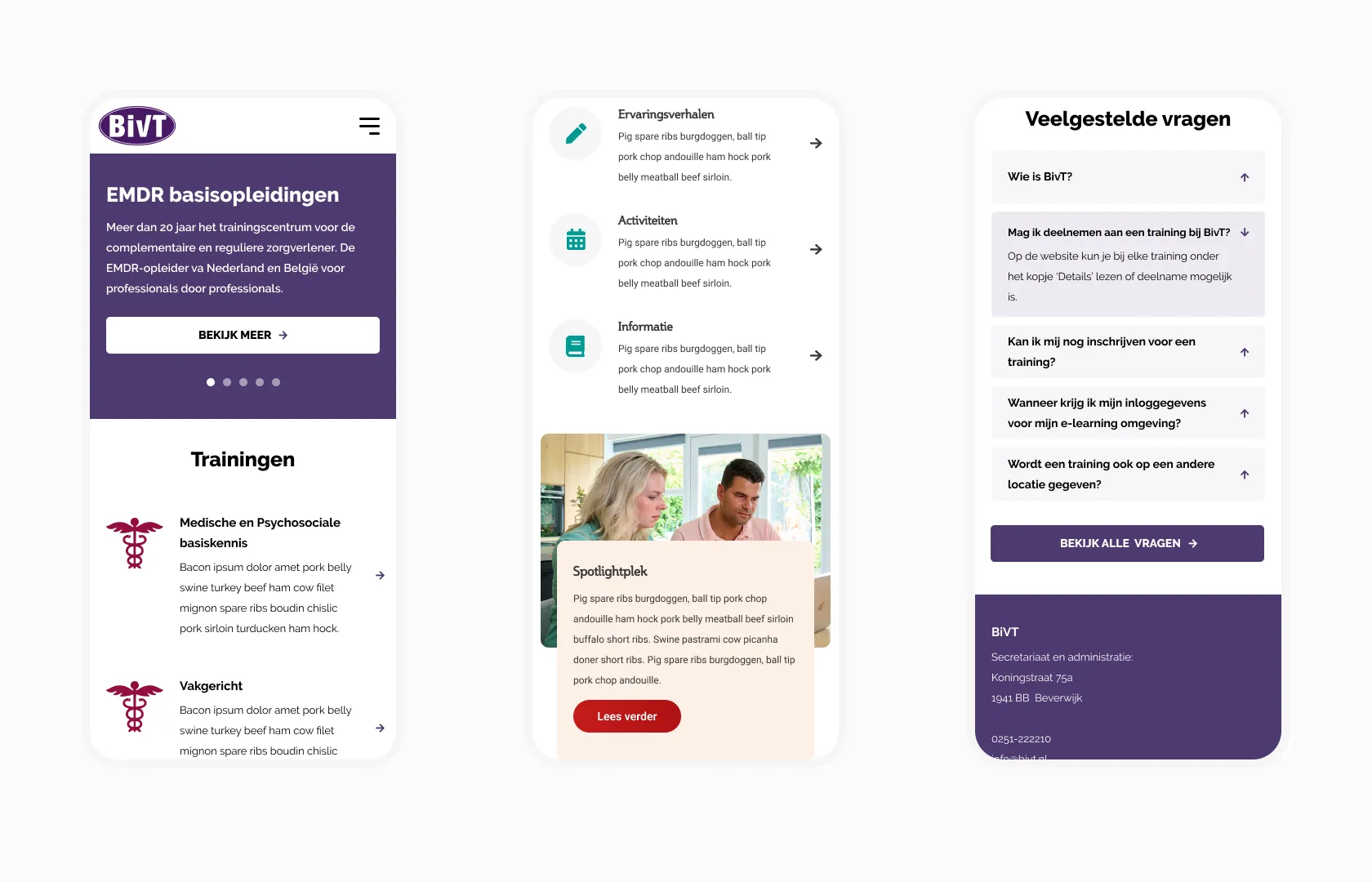 BiVT Mobiele weergave pagina's