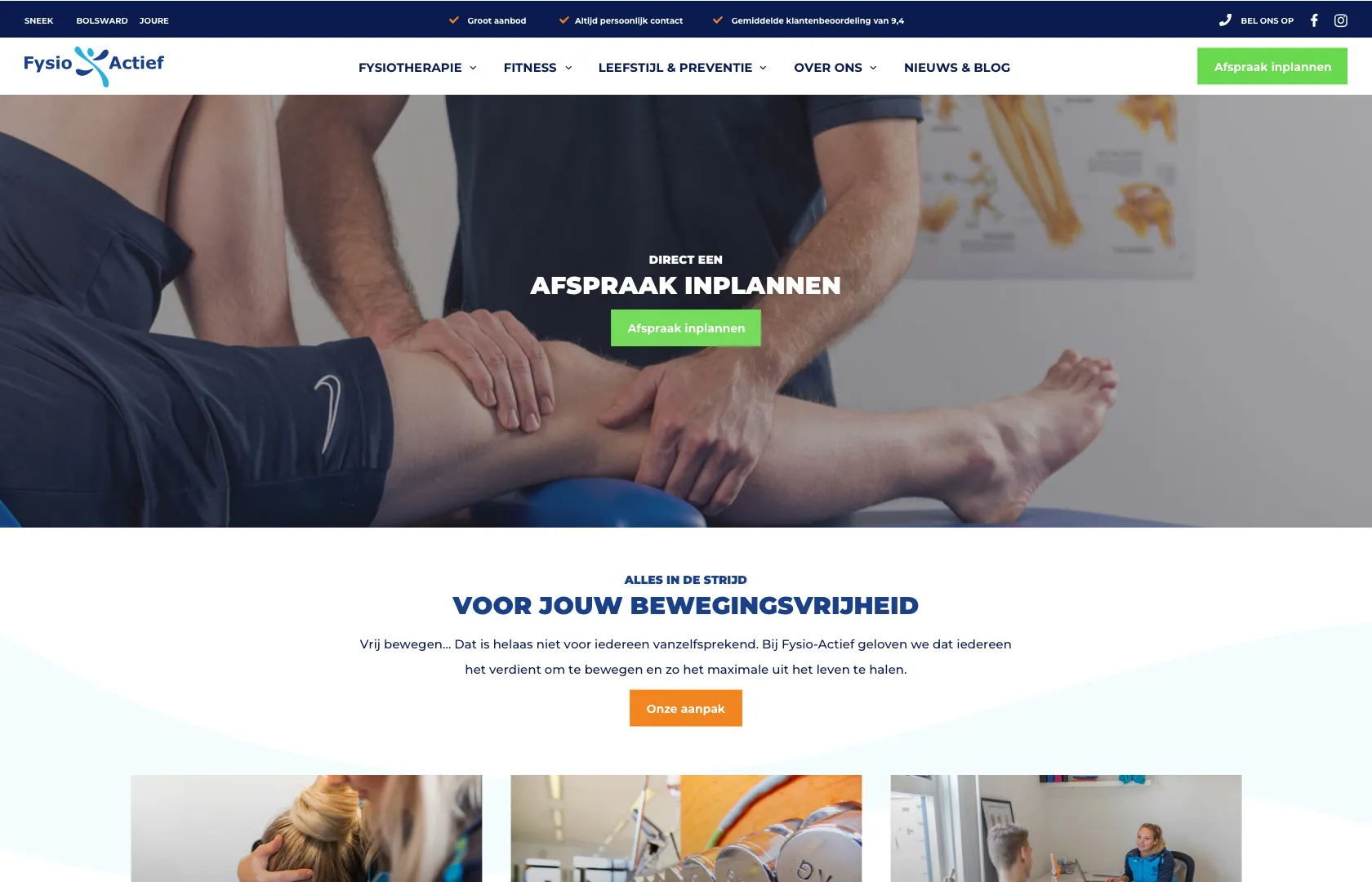 Homepage banner Fysio Actief
