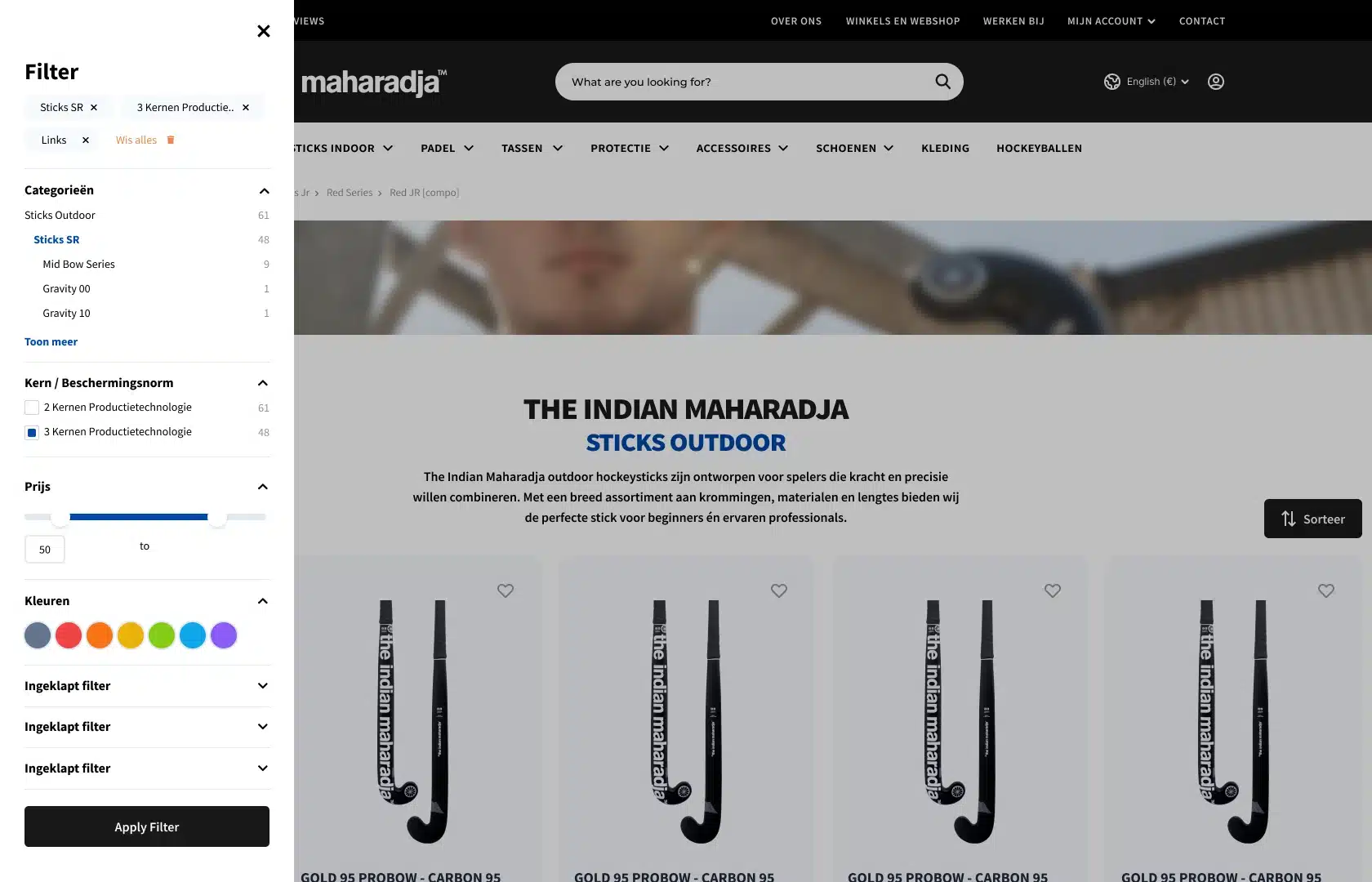 Filters op productpagina Indian Maharadja