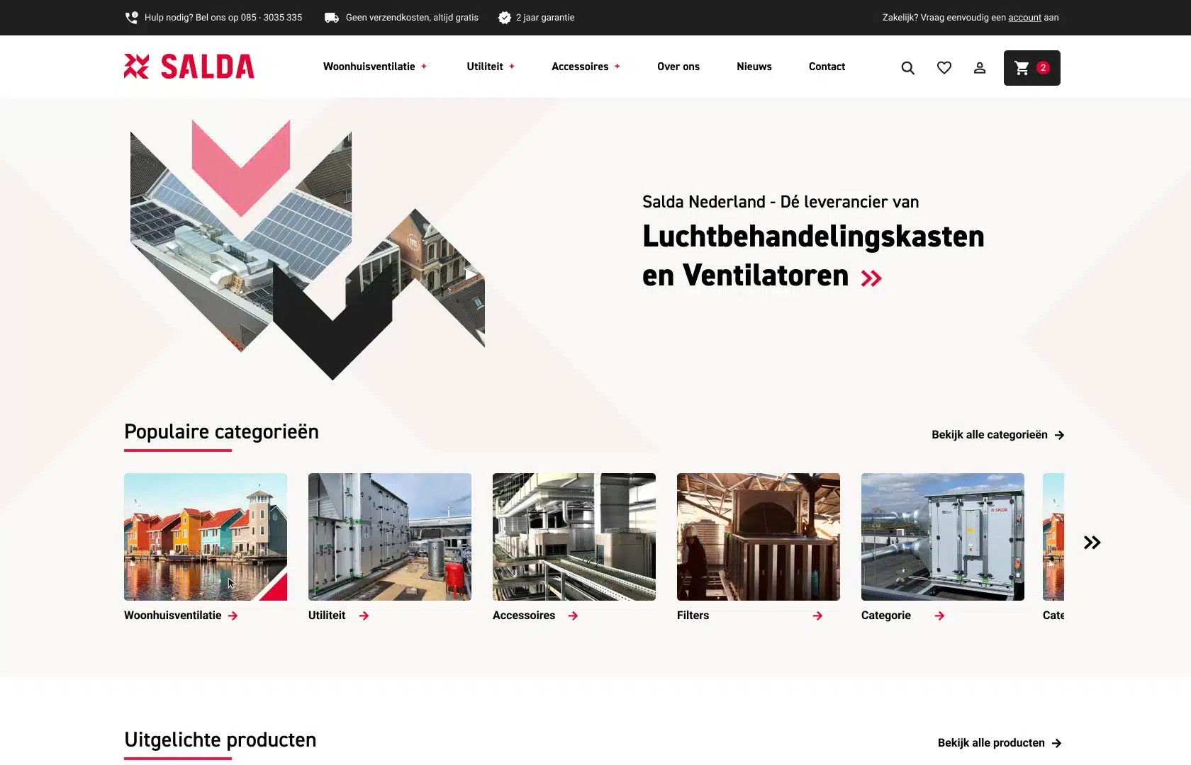 Salda Homepage ontwerp