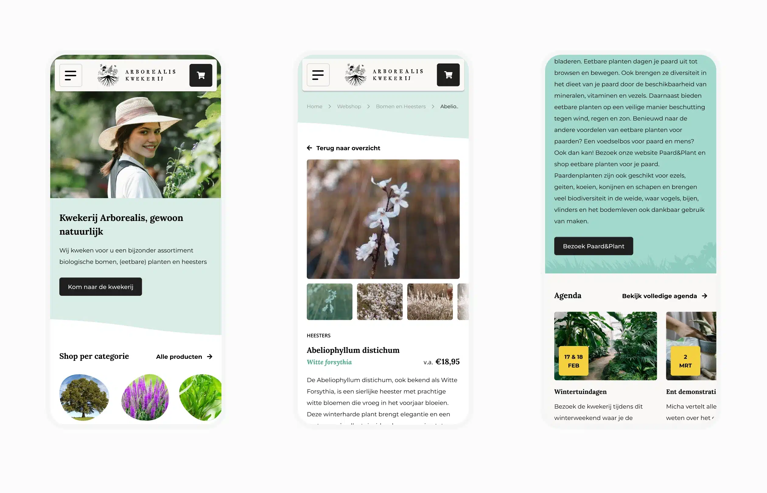 UX Design - Mobiele schermen - Magento 2 webshop Arborealis